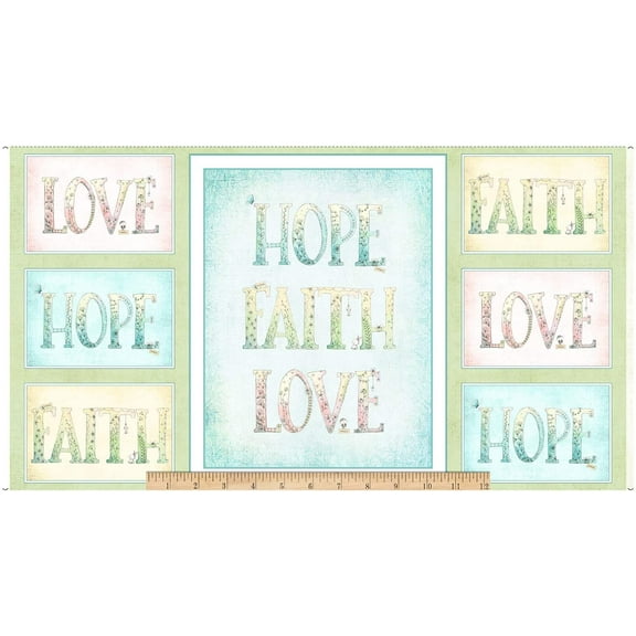 QT Fabrics Sweet Thoughts Faith Hope Love 24" Cotton fabric Panel
