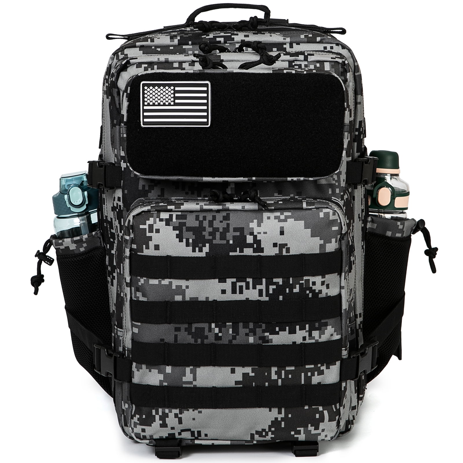 QT&QY 45L Outdoor Hiking Backpack for Men Molle Daypack 3 Day Gym Travel Rucksack with Bottle Holder