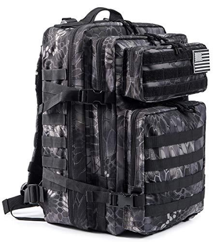 QT&QY 45L Molle Hiking Backpack Outdoor Travel Daypack 17 Inch Laptop Compartment Work Commuter Bag