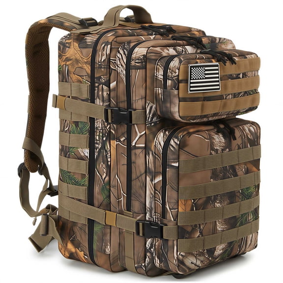 QT&QY 45L Molle Hiking Backpack Outdoor Travel Daypack 17 Inch Laptop Compartment Work Commuter Bag