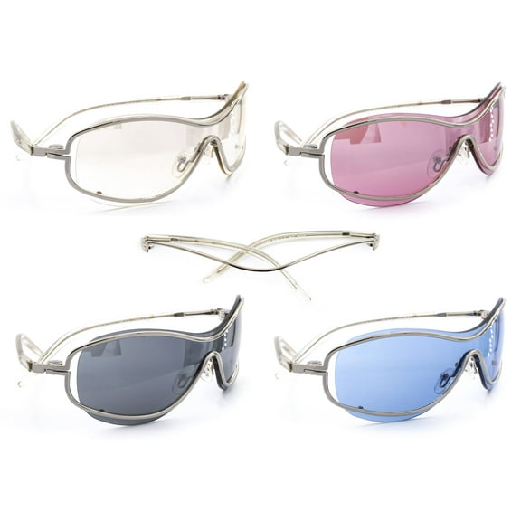 QT-SUN Spex Centric Forward -Kit Pack - 1 Frame w/ 4 Fashionable Magnetic Clip-On Sunglass Lenses - Outdoor Activity Men and Women - Silver