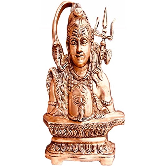 QT Shopping Shiva Brass Idol Statue 11.5 in Shiva Statue Plate for Home Mandir Decor Brass Shiva Statues Wall Table Sculpture Handmade in Nepal