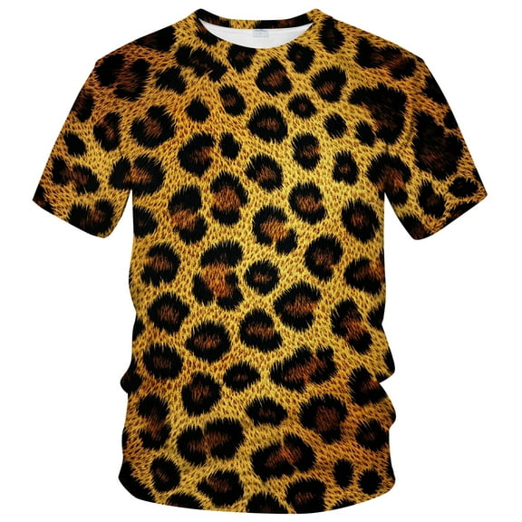 QTAGTESS Leopard Print T-Shirt for Men Y2K Cheetah Graphic Tee Shirt