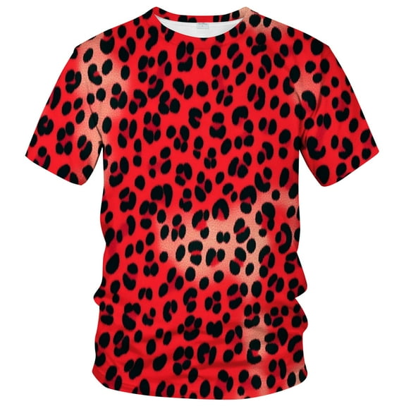 QTAGTESS Leopard Print T-Shirt for Men Y2K Cheetah Graphic Tee Shirt