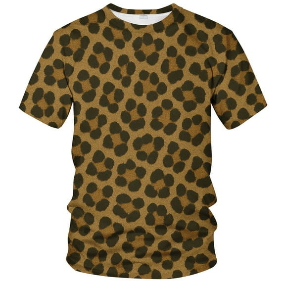QTAGTESS Leopard Print T-Shirt for Men Y2K Cheetah Graphic Tee Shirt