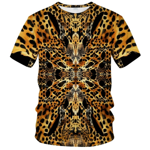 QTAGTESS Leopard Print T-Shirt for Men Y2K Cheetah Graphic Tee Shirt