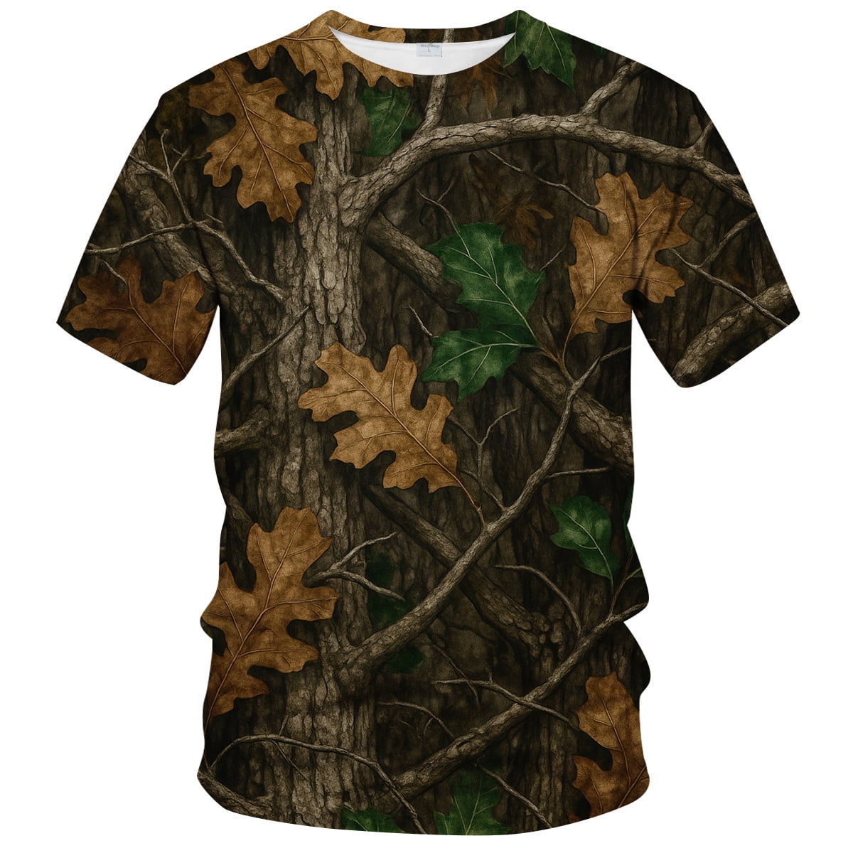 Timber Pattern Shirts QTAGTESS Men's Tree Camo T-Shirt Realistic Forest Oak Leaf Hunting ...