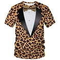 thumbnail image 1 of QTAGTESS Tuxedo T-Shirt Leopard Shirt Fake Suit with Bowtie Tee, 1 of 7