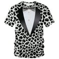 thumbnail image 1 of QTAGTESS Tuxedo T-Shirt Leopard Shirt Fake Suit with Bowtie Tee, 1 of 7