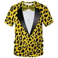 thumbnail image 1 of QTAGTESS Tuxedo T-Shirt Leopard Shirt Fake Suit with Bowtie Tee, 1 of 7