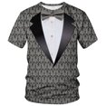 thumbnail image 1 of QTAGTESS Tuxedo T-Shirt Peacock Print Shirt Fake Suit with Bowtie Tee, 1 of 7