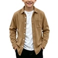 thumbnail image 1 of QTBIUQ Boys Fall Corduroy Jacket with Pockets Turn-down Collar Button Down Solid Jacket for Daily Outdoor Wear, 1 of 9