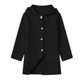 thumbnail image 1 of QTBIUQ Boys Girls Thickened Double Layer Tweed Coat with Pockets Hooded Medium Long Outerwear Warm Winter, 1 of 9