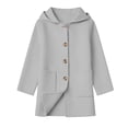 thumbnail image 1 of QTBIUQ Boys Girls Thickened Double Layer Tweed Coat with Pockets Hooded Medium Long Outerwear Warm Winter, 1 of 9
