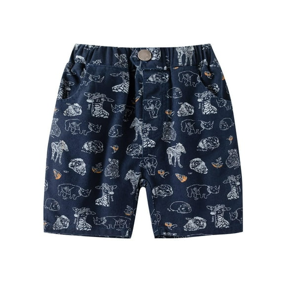 QTBIUQ Boys Summer Printed Denim Shorts with Elastic Waist - Lightweight Breathable Playwear for Toddler & Kids 2-7 Years