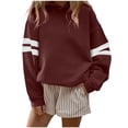 thumbnail image 1 of QTBIUQ Fashion Womens Solid Casual Long Sleeve Ladies Loose Hooded Sweatshirts Blouse Wine, 1 of 4
