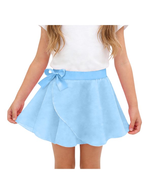 Girls Chiffon Wrap Skirt Ballet Dance Skirt with Bow Knot Elastic Waist Flowy Practice Skirt Loose Fit Summer Skirt