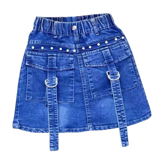 QTBIUQ Girls Denim Skirt Girls Casual Fashion Skirt Soft Breathable Solid Color Short Skirt for Everyday