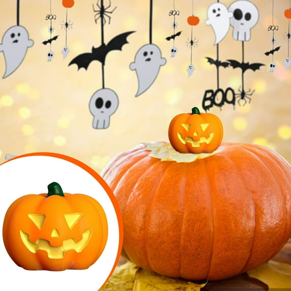 QTBIUQ Halloween Wizards Hat and Ghost Series Miniature Resin Ornaments, Pumpkin Ghosts for Garden Decor and Miniature Landscapes Displays A