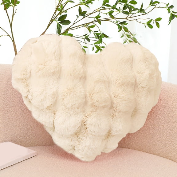 QTBIUQ Home Decoration Gift Throw Heart Plush Decor Anniversary Stuffed for Cushion Pillow Wedding Back Valentines Rose Shaped Valentine's Plush Pillow White