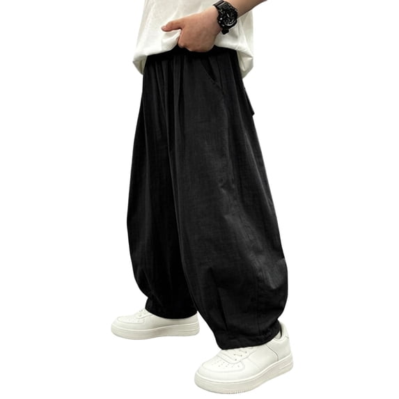 QTBIUQ Kids Baggy Balloon Pants with Side Pockets Elastic Waist for School Outdoor Daily Wear