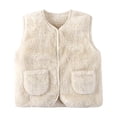 thumbnail image 1 of QTBIUQ Kids Fleece Sleeveless Vest with Pockets Button Down Warm Thick Plush Tank Top, 1 of 9