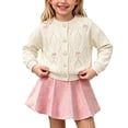 thumbnail image 1 of QTBIUQ Kids Girls Skirt Set Button Front Knit Cardigan and Solid Knit Skirt 2 Pieces Outfit Set, 1 of 5
