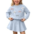 thumbnail image 1 of QTBIUQ Kids Girls Skirt Set Long Sleeve Knit Pullover Sweatshirt and Pleated Knit Skirt 2 Pieces Outfit Set, 1 of 5