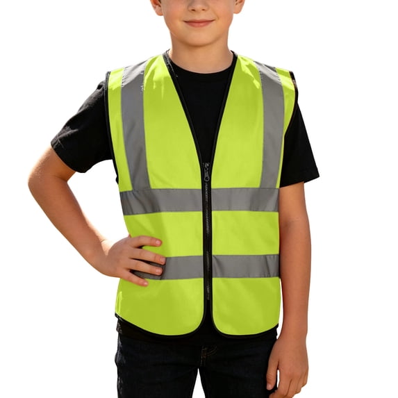 QTBIUQ Kids Reflective Strip Sleeveless Vest Zipper up Outdoor Work School Activity