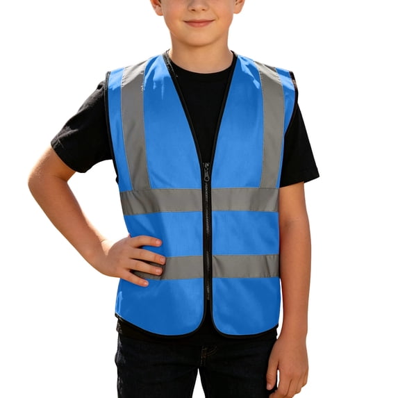 QTBIUQ Kids Reflective Strip Sleeveless Vest Zipper up Outdoor Work School Activity