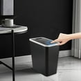 thumbnail image 1 of QTBIUQ Large Capacity Garbage Can With Press Lid Plastic WasteBaskets for Toilet Office Bedroom Living Room Black, 1 of 5
