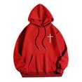 thumbnail image 1 of QTBIUQ Men Casual Fashion Print Pullover Long Sleeve Hoodie with Pocket Sweatshirts Red, 1 of 7