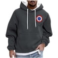 thumbnail image 1 of QTBIUQ Men Casual Fashion Printed Pullover Drawstring Long Sleeve Hooded Sweatshirts Dark Gray, 1 of 5
