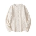 thumbnail image 1 of QTBIUQ Mens Lightweight Knit Sweater Pullover Rib Loose Fit Long Sleeve Crew Neck Top Casual Versatile Shirt for Spring Beige, 1 of 5
