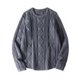 thumbnail image 1 of QTBIUQ Mens Lightweight Knit Sweater Pullover Rib Loose Fit Long Sleeve Crew Neck Top Casual Versatile Shirt for Spring Dark Gray, 1 of 8