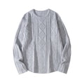 thumbnail image 1 of QTBIUQ Mens Lightweight Knit Sweater Pullover Rib Loose Fit Long Sleeve Crew Neck Top Casual Versatile Shirt for Spring Gray, 1 of 5