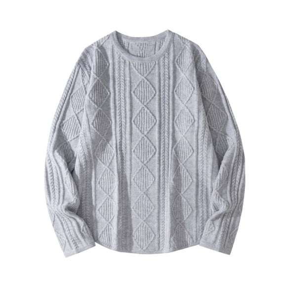 QTBIUQ Mens Lightweight Knit Sweater Pullover Rib Loose Fit Long Sleeve Crew Neck Top Casual Versatile Shirt for Spring Gray