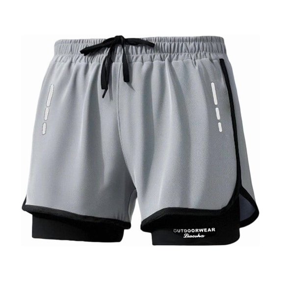 QTBIUQ Mens Quick Dry Swim Trunks Double Layer Athletic Shorts with Drawstring Gym Training Beach Shorts