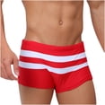 thumbnail image 1 of QTBIUQ Mens Swim Trunks Low Waist Square Leg Quick Dry Breathable Color Block Stripe Shorts for Swimming Beach Shorts, 1 of 9