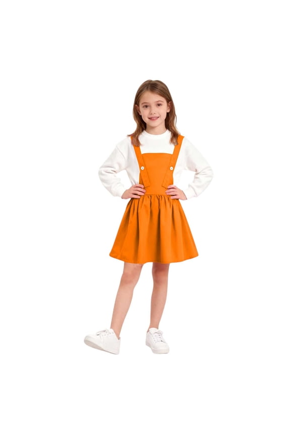Overall Skirt for Girls Adjustable Straps Elastic Waist Pleated Mini Cute Suspender Skirts