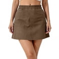 thumbnail image 1 of QTBIUQ Skorts Skirts for Women Denim Mini Skirt Elastic Waist Solid Color Summer Jean Shorts, 1 of 6
