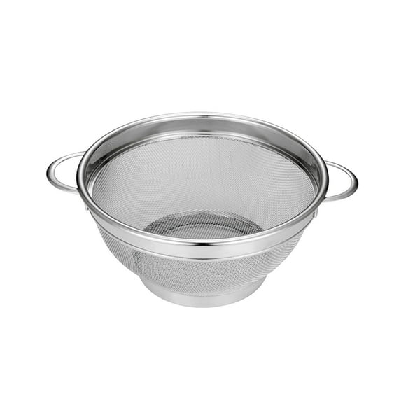 QTBIUQ Stainless Steel Thickened Vegetable Washing Basin Household Kitchen Washing Basket Sieve Circular Rice Washing Sieve Gray-M