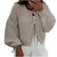 thumbnail image 1 of QTBIUQ Sweater Cardigan Sweaters Womens Solid Round-Neck Cardigan Fall and Winter Long Sleeve Fashion Sweater Coat Beige, 1 of 9