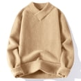 thumbnail image 1 of QTBIUQ Sweater Fashion Mens Solid Color Long Sleeved V-Neck Casual Sweater Khaki, 1 of 6