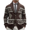thumbnail image 1 of QTBIUQ Sweater Fashionable Mens Long Sleeved V-Neck Sweater Casual Cardigan Sweater Jacket Coffee, 1 of 7