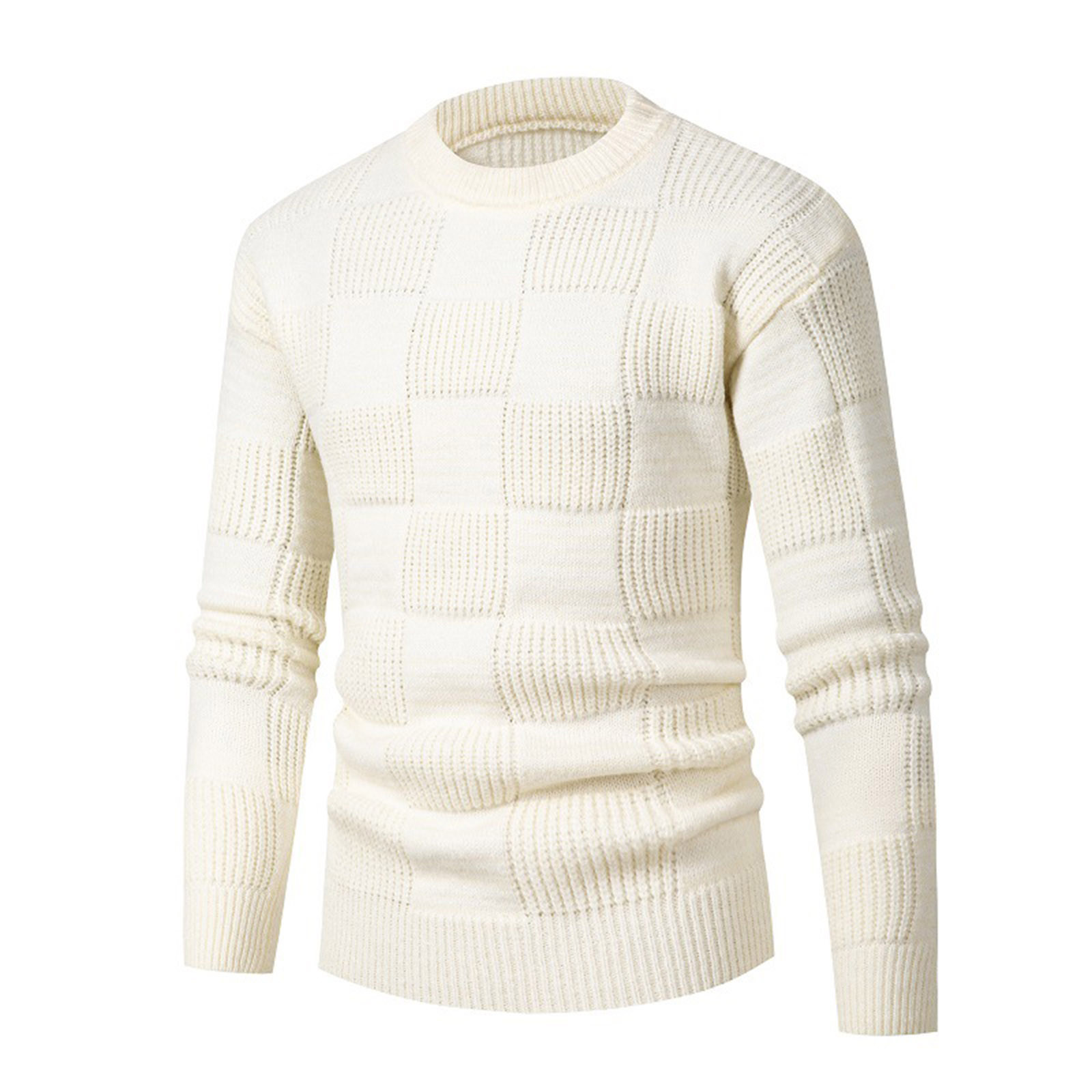 QTBIUQ Sweater Man Color Match Knit Mock Turtleneck Loose Base Shirt ...