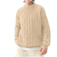 thumbnail image 1 of QTBIUQ Sweater Men Casual Round Neck Patchwork Long Sleeve Striped Knit Sweater Beige, 1 of 5
