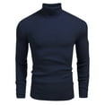 thumbnail image 1 of QTBIUQ Sweater Men Casual Solid Thickened Knit Pullover Long Sleeve Turtleneck Sweater Dark Blue, 1 of 7