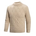 thumbnail image 1 of QTBIUQ Sweater Mens Knitwear Mock Turtleneck Vintage Round Neck Solid Color Elastic Pullover Fleecing Texture Trend Sweater Coat Khaki, 1 of 7