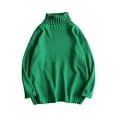 thumbnail image 1 of QTBIUQ Sweater Mens Winter Casual Fashion Solid Color Long Sleeved High Round Neck Sweater Green, 1 of 4